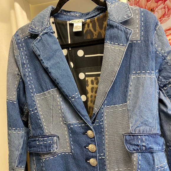 OOLALA PATCHWORK DENIM BLAZER BLUE - Picture 7 of 12